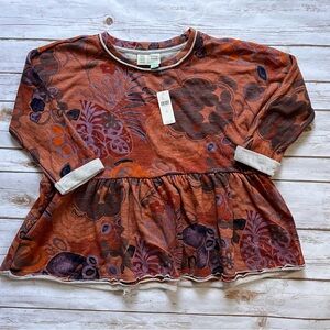 💜NWT Saturday Sunday by Anthropologie floral peplum top